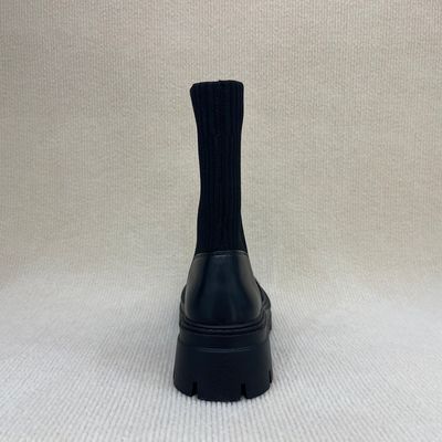 Heightening Black Lycra Ankle Boots Indoor Outdoor Ladies Black Ankle Boots