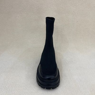 Heightening Black Lycra Ankle Boots Indoor Outdoor Ladies Black Ankle Boots