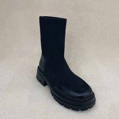 Heightening Black Lycra Ankle Boots Indoor Outdoor Ladies Black Ankle Boots