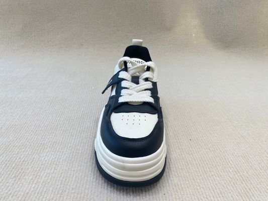 Black White Women'S High Top Sneakers Genuine Leather Breathable Mesh