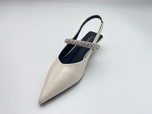 Women fashion white pointy rhine-drill stiletto heels in summer