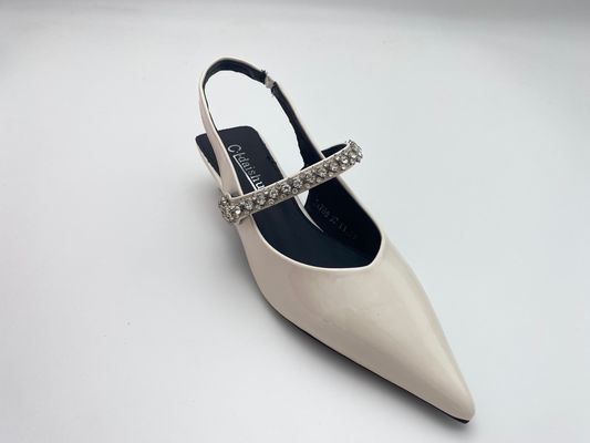 Women fashion white pointy rhine-drill stiletto heels in summer