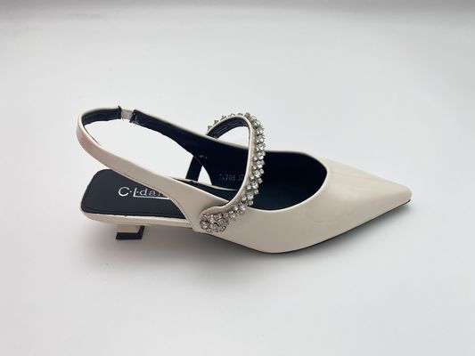 Women fashion white pointy rhine-drill stiletto heels in summer