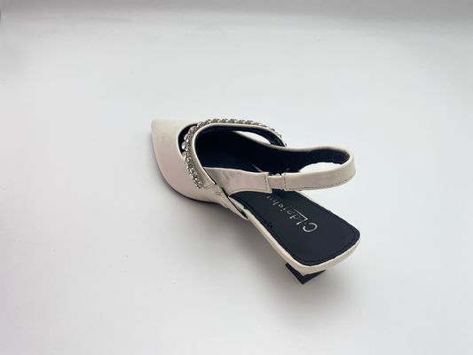 Women fashion white pointy rhine-drill stiletto heels in summer