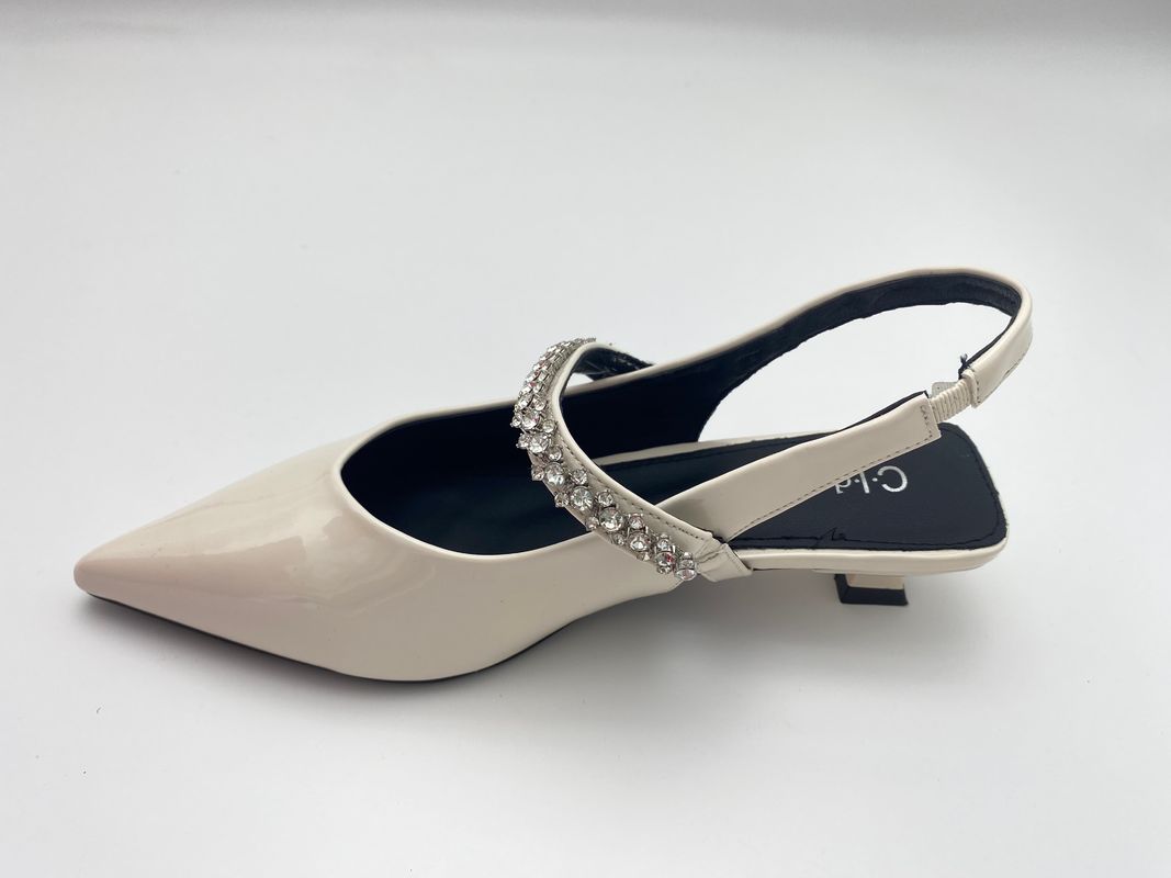 Women fashion white pointy rhine-drill stiletto heels in summer