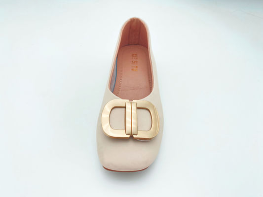 Chaussures à talons bas, en cuir, pour femmes, blanches