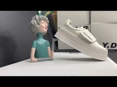 Les femmes décontractées en toile de mode chaussures simples et hautes confort semelle de caoutchouc blanc