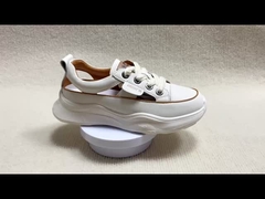 Sandals en cuir pour femmes avec chaussures décontractées plates et creuses, respirantes et lacets