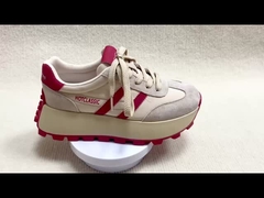 Chaussures en cuir de plateau de sport pour femmes avec blocs rouges