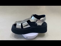 Les femmes de la mode occasionnel argent plates-formes sandales à semelle épaisse en été